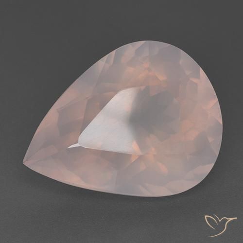 Cuarzo rosa Rosado coral claro natural de 28.03 ct, En forma de pera, Transparente