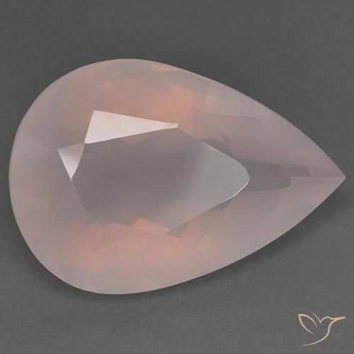 Cuarzo rosa Rosado coral claro natural de 31.40 ct, En forma de pera, Transparente