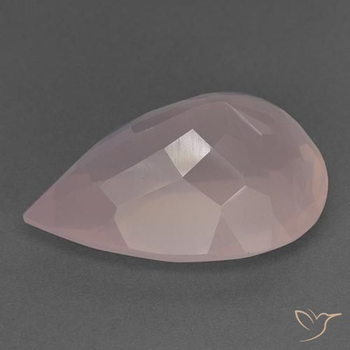 Cuarzo rosa Rosado coral claro natural de 31.40 ct, En forma de pera, Transparente