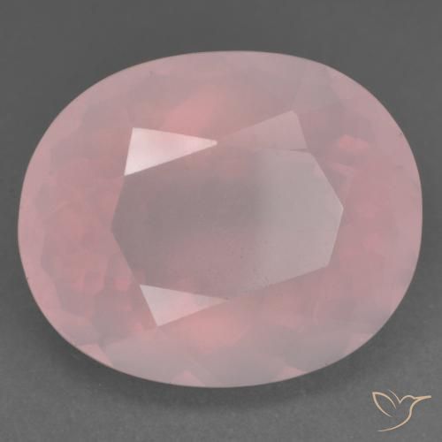 Cuarzo rosa Rosado medio natural de 22.53 ct, Ovalada, Transparente