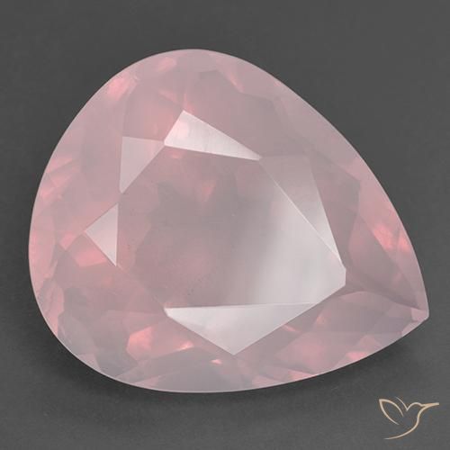 Cuarzo rosa Rosado coral natural de 36.50 ct, En forma de pera, Transparente