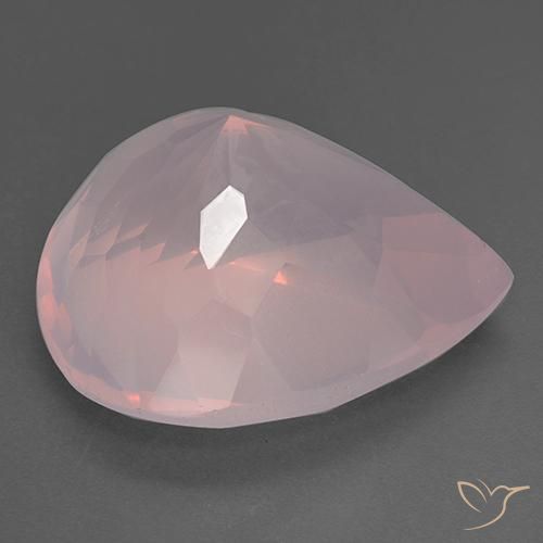 Cuarzo rosa Rosado coral natural de 36.50 ct, En forma de pera, Transparente