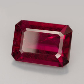 Turmalina rubelita rojo natural de 7,90 ct, corte esmeralda, SI