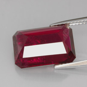Turmalina rubelita rojo natural de 7,90 ct, corte esmeralda, SI