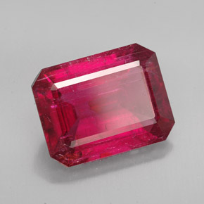 Turmalina rubelita rojo natural de 6,13 ct, corte esmeralda, SI
