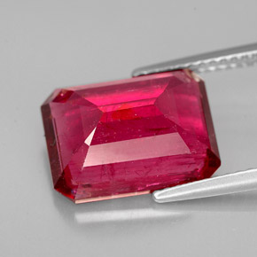 Turmalina rubelita rojo natural de 6,13 ct, corte esmeralda, SI