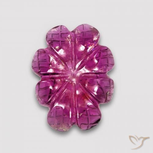 4.63ct Natural Rojo oscuro turmalina rubelita, Corte Flor, Translúcido