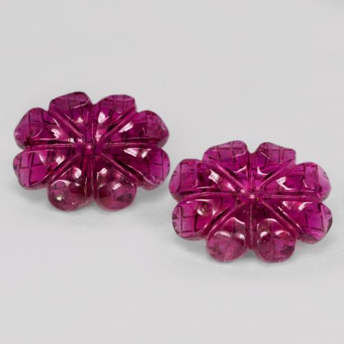 Gemas de turmalina rubelita Rojo frambuesa natural de 6.38 ct, Corte Flor, Translúcido