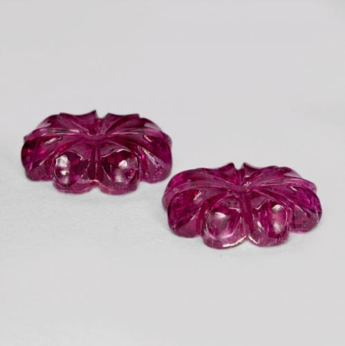 Gemas de turmalina rubelita Rojo frambuesa natural de 6.38 ct, Corte Flor, Translúcido