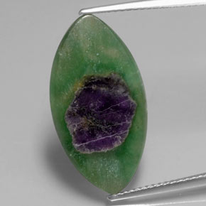 Rubí en fucsita bicolor natural de 6,89 ct, marquesa, translúcido