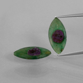 Gemas de Rubí en fucsita Bicolor natural de  ct, Marquesa, Translúcido