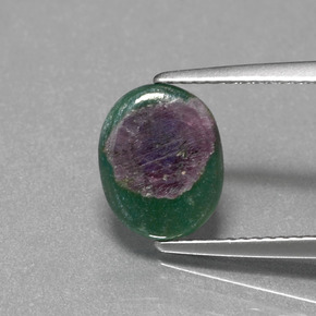 Rubí en fucsita bicolor natural de 2,25 ct, corte óvalo, translúcido