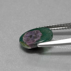 Rubí en fucsita bicolor natural de 2,25 ct, corte óvalo, translúcido
