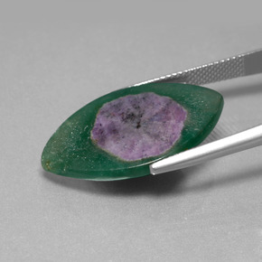 Rubí en fucsita bicolor natural de 13,47 ct, marquesa, translúcido