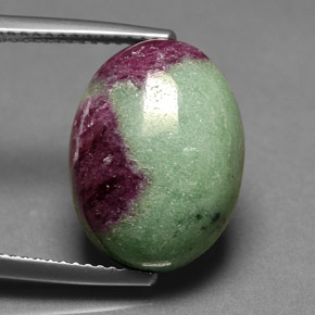 Rubí zoisita multicolor natural de 11,90 ct, corte óvalo, opaco