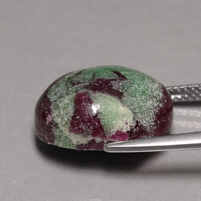 Rubí zoisita multicolor natural de 13,91 ct, corte óvalo, opaco
