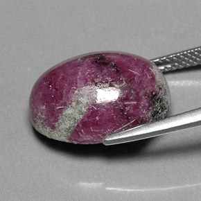Rubí zoisita multicolor natural de 14,74 ct, corte óvalo, opaco