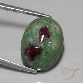 Rubí-Zoisita Multicolor natural de 25.50 ct, Ovalada, Opaco