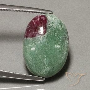 Rubí-Zoisita Multicolor natural de 13.35 ct, Ovalada, Opaco
