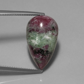Rubí zoisita multicolor natural de 13,52 ct, en forma de pera, opaco