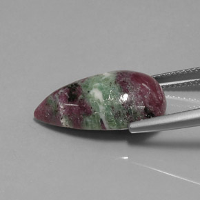 Rubí zoisita multicolor natural de 13,52 ct, en forma de pera, opaco