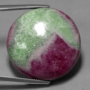 Rubí zoisita multicolor natural de 54,16 ct, corte redondo, opaco