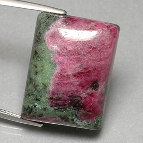 Rubí zoisita multicolor natural de 46,78 ct, baguette, opaco