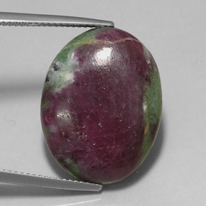 Rubí zoisita multicolor natural de 22,73 ct, corte óvalo, opaco