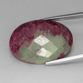 Rubí zoisita multicolor natural de 31,96 ct, corte óvalo, opaco