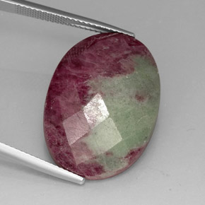 Rubí zoisita multicolor natural de 31,96 ct, corte óvalo, opaco