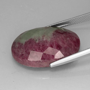 Rubí zoisita multicolor natural de 31,96 ct, corte óvalo, opaco