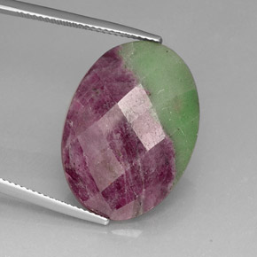 Rubí zoisita multicolor natural de 25,95 ct, corte óvalo, opaco