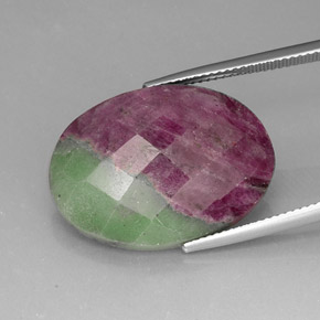 Rubí zoisita multicolor natural de 25,95 ct, corte óvalo, opaco