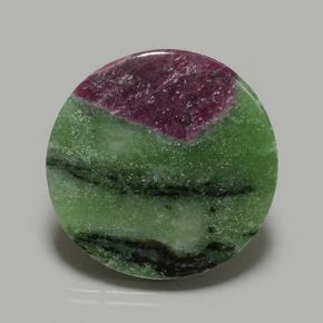 Rubí zoisita multicolor natural de 37,21 ct, corte redondo, opaco