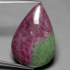 Rubí zoisita multicolor natural de 44,82 ct, en forma de pera, opaco