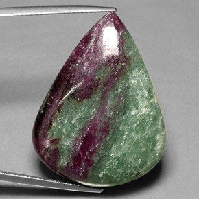 Rubí zoisita multicolor natural de 55,69 ct, en forma de pera, opaco