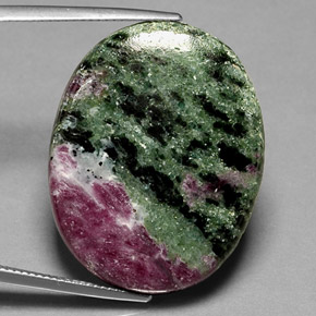 Rubí zoisita multicolor natural de 44,83 ct, corte óvalo, opaco