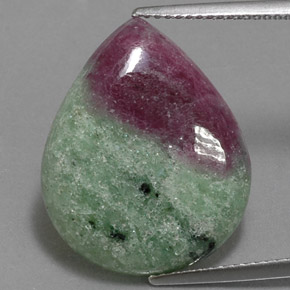 Rubí zoisita multicolor natural de 15,70 ct, en forma de pera, opaco
