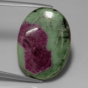 Rubí zoisita multicolor natural de 28,10 ct, corte óvalo, opaco
