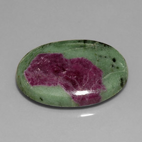 Rubí zoisita multicolor natural de 28,10 ct, corte óvalo, opaco