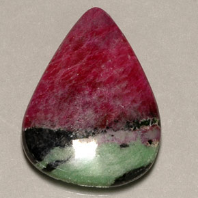 Rubí zoisita multicolor natural de 23,73 ct, en forma de pera, opaco