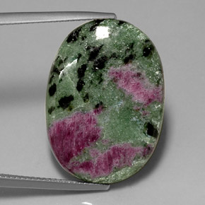 Rubí zoisita multicolor natural de 22,56 ct, corte óvalo, opaco