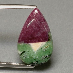 Rubí zoisita multicolor natural de 9,26 ct, en forma de pera, opaco