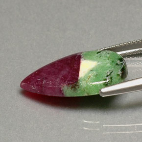 Rubí zoisita multicolor natural de 9,26 ct, en forma de pera, opaco