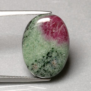 Rubí zoisita multicolor natural de 11,08 ct, corte óvalo, opaco