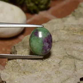 Rubí-Zoisita Multicolor natural de 4.00 ct, Corte Óvalo, Opaco