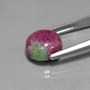 Rubí zoisita multicolor natural de 6,18 ct, corte redondo, opaco