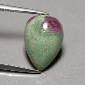 Rubí zoisita multicolor natural de 5,73 ct, en forma de pera, opaco