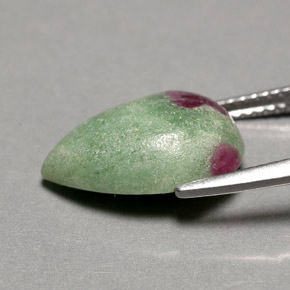 Rubí zoisita multicolor natural de 5,73 ct, en forma de pera, opaco