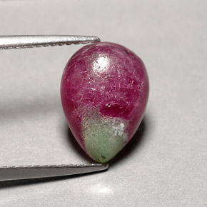 Rubí zoisita multicolor natural de 4,62 ct, en forma de pera, opaco